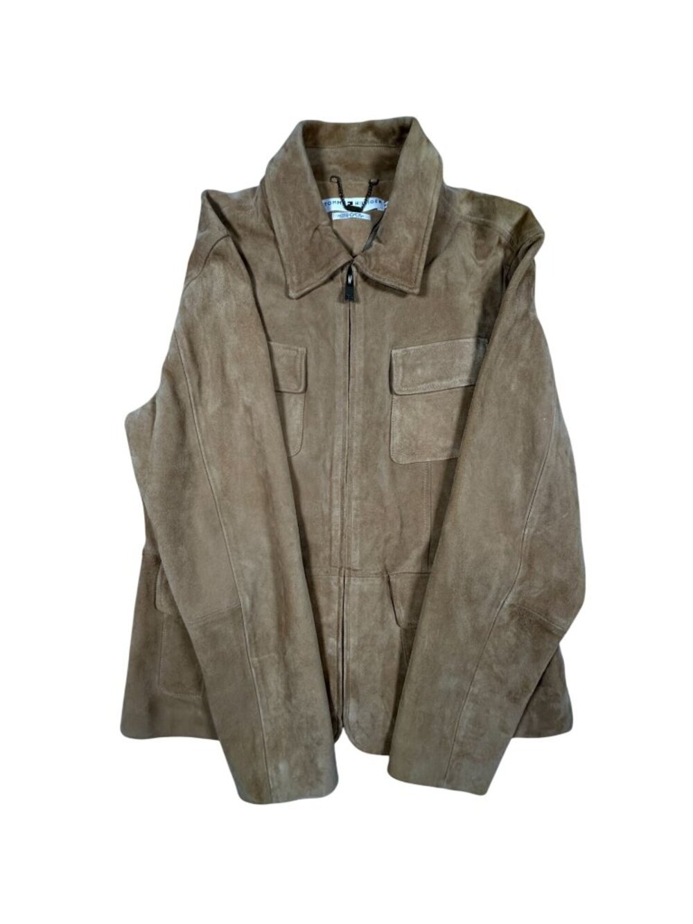Tommy Hilfiger Womens Suede Utility Jacket XL Brown 4-Pocket Design - Picture 2 of 6